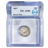 1937 Mercury Silver Dime ICG AU50