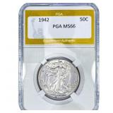 1942 Walking Liberty Half Dollar PGA MS66