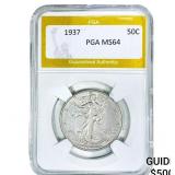 1937 Walking Liberty Half Dollar PGA MS64