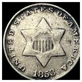 1853 Silver Three-Cent Piece LIGHTLY CIRCULATED