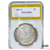 1891-S Morgan Silver Dollar PGA MS64