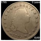 1795 2 Leaves Silver Plug Flowing Hair Dollar NICE