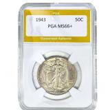 1943 Walking Liberty Half Dollar PGA MS66+