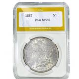 1887 Morgan Silver Dollar PGA MS65