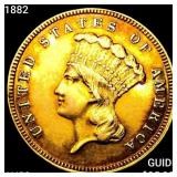 1882 $3 Gold Piece CHOICE AU