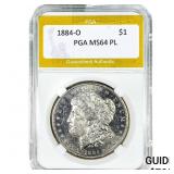 1884-O Morgan Silver Dollar PGA MS64 PL