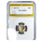 1927-D Mercury Silver Dime PGA MS64