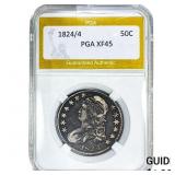 1824/4 Capped Bust Half Dollar PGA XF45