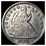 1838 Silver Seated Liberty Half Dime CLOSELY UNC