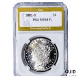 1881-O Morgan Silver Dollar PGA MS64 PL