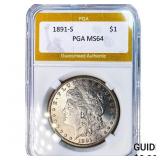 1891-S Morgan Silver Dollar PGA MS64