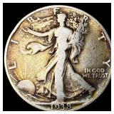 1938-D Silver Walking Liberty Half Dollar  LIGHTL
