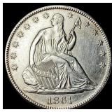 1861 Silver Seated Liberty Half Dollar  UNCIRCULA