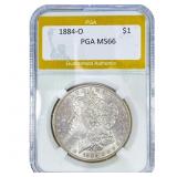 1884-O Morgan Silver Dollar PGA MS66