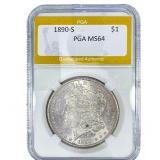 1890-S Morgan Silver Dollar PGA MS64