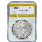 1881-S Morgan Silver Dollar PGA MS66