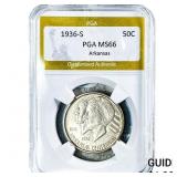 1936-S Arkansas Half Dollar PGA MS66