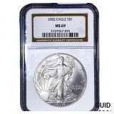 2002 Silver Eagle NGC MS69