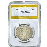 1943 Walking Liberty Half Dollar PGA MS66