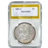 1881-S Morgan Silver Dollar PGA MS65