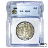 1944 Walking Liberty Half Dollar ICG MS64