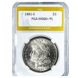 1881-S Morgan Silver Dollar PGA MS66+ PL