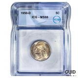1950-D Jefferson Nickel ICG MS66