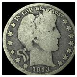1913 Barber Half Dollar LIGHTLY CIRCULATED