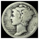 1921-D Silver Mercury Dime NICELY CIRCULATED