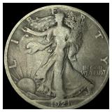 1921-D Silver Walking Liberty Half Dollar LIGHTLY