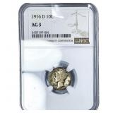 1916-D Mercury Silver Dime NGC AG3