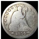 1854-O Silver Seated Liberty Quarter NICELY  CIRC
