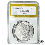 1882-O/S Morgan Silver Dollar PGA AU53 Strong