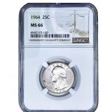 1964 Washington Silver Quarter NGC MS66