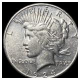 1924-S Silver Peace Dollar ABOUT UNCIRCULATED