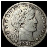 1901-S Silver Barber Half Dollar NEARLY UNCIRCULAT