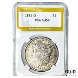 1886-O Morgan Silver Dollar PGA AU58