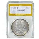 1885-O Morgan Silver Dollar PGA MS65