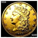 1834 $5 Gold Half Eagle CHOICE AU