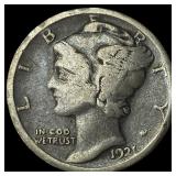 1921 Silver Mercury Dime LIGHTLY CIRCULATED
