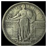 1917 Type 1 Standing Liberty Quarter NEARLY UNCIRC