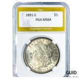 1891-S Morgan Silver Dollar PGA MS64