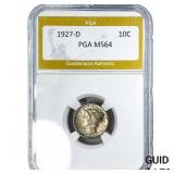 1927-D Mercury Silver Dime PGA MS64