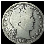 1901 Silver Barber Half Dollar NICELY CIRCULATED