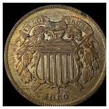 1864 Copper 2 Cents CHOICE AU