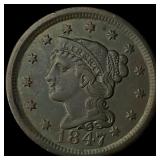 1847 Braided Hair Large Cent UNCIRCULATED
