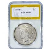 1923-S Silver Peace Dollar PGA MS64