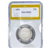 1891 Seated Liberty Quarter PGA MS62