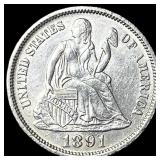 1891 Silver Seated Liberty Dime UNCIRCULATED UNCI