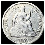 1871 Silver Seated Liberty Half Dime CLOSELY UNC